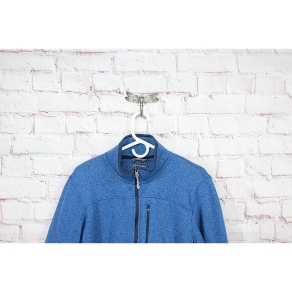 LL Bean Sweater Fleece Full Zip Jacket Rugged Knit Blue Size M - Picture 2 of 10